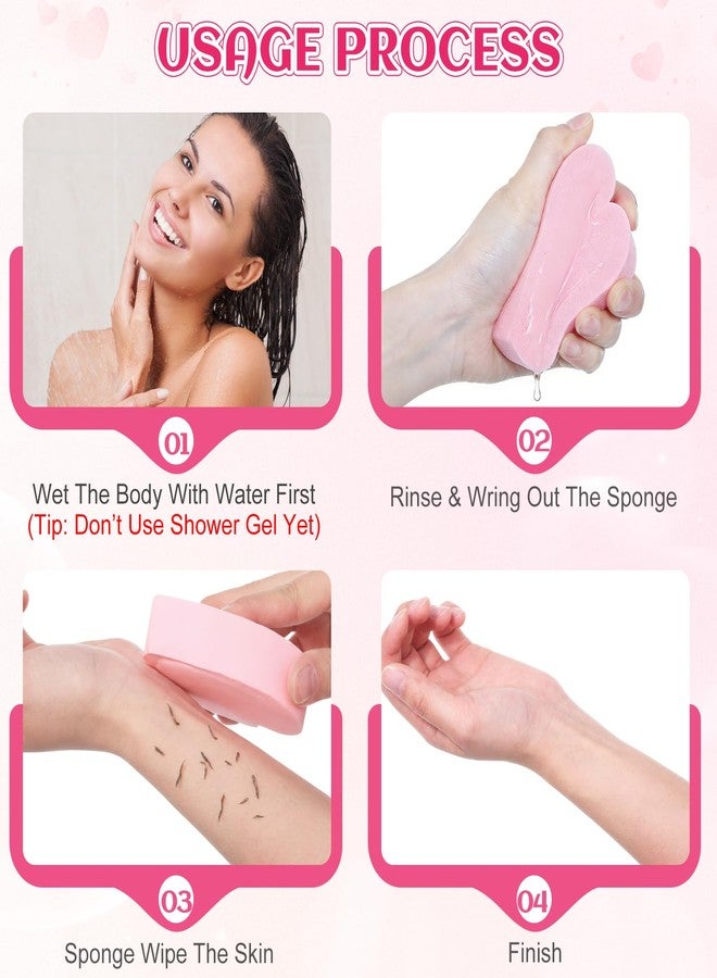 Ferrochef 4 Pack Valentine's Day Heart Sponge Exfoliating Bath Sponge Pink Loofah Soft Body Scrubber Skin Friendly Spa Use for Valentines Basket Filler Stuffer for Adults Women Men - Image 3